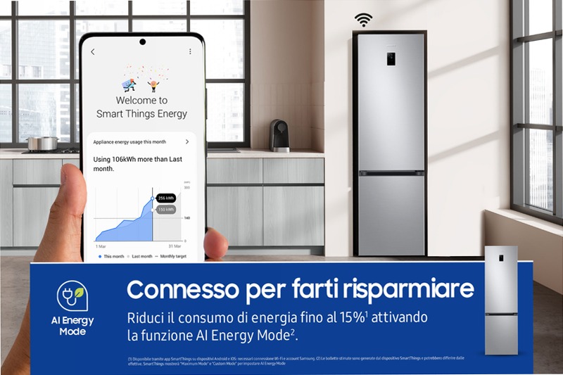Frigorifero Combinato Samsung EcoFlex AI 2m 390L RB38C774DSA D