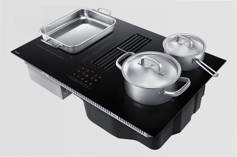 Piano cottura a induzione con Cappa Integrata Samsung CC90H84PADUR Nero