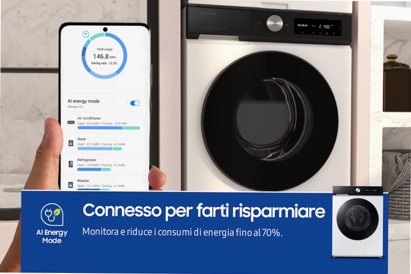 Lavatrice Samsung Bespoke AI™ Ecodosatore 9Kg Bianco