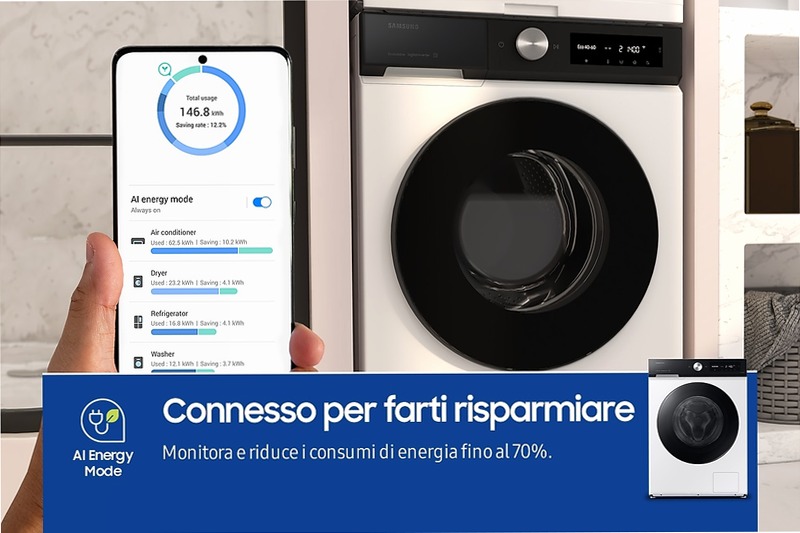 Lavatrice Samsung Bespoke AI™ Ecodosatore 9Kg Bianco