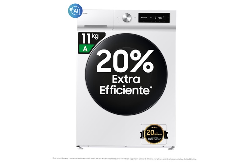 Lavatrice Samsung Bespoke AI™ 11Kg WW11DB7B34GWU3 1400rpm 11kg Bianco A