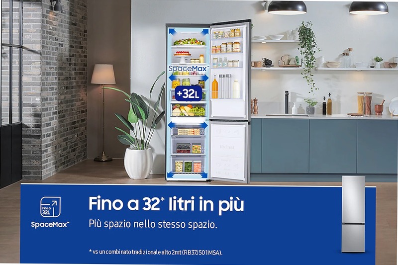Frigorifero Combinato Samsung EcoFlex AI 2m 390L RB38C603DSA Argento D