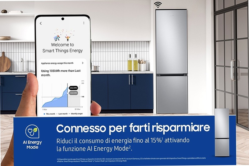 Frigorifero Combinato Samsung EcoFlex AI 2m 390L RB38C603DSA Argento D