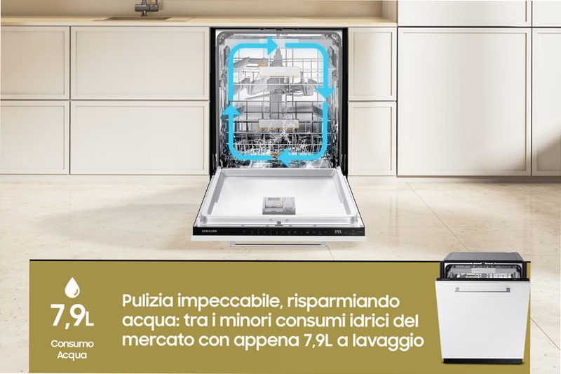 Lavastoviglie Samsung Serie 7 JetClean DW60CG880B00ET A 14 Incasso