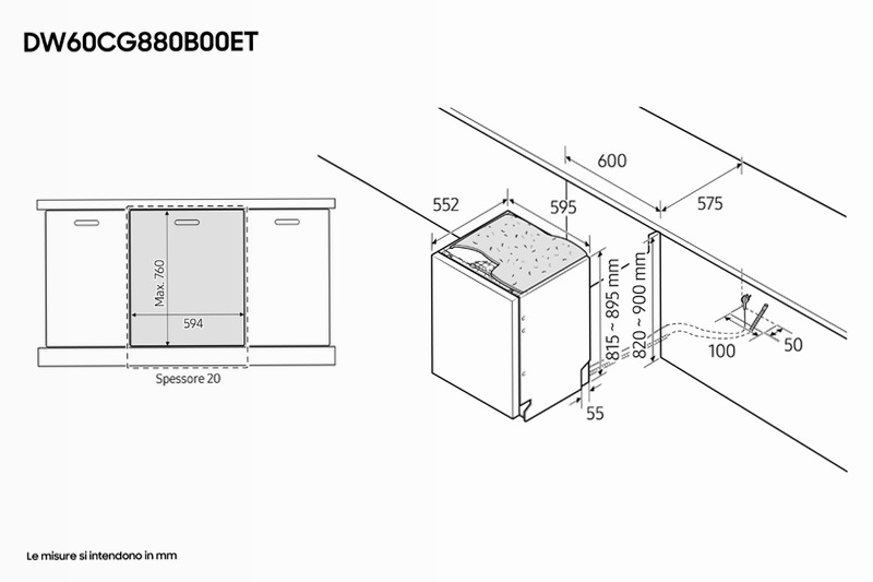 Lavastoviglie Samsung Serie 7 JetClean DW60CG880B00ET A 14 Incasso