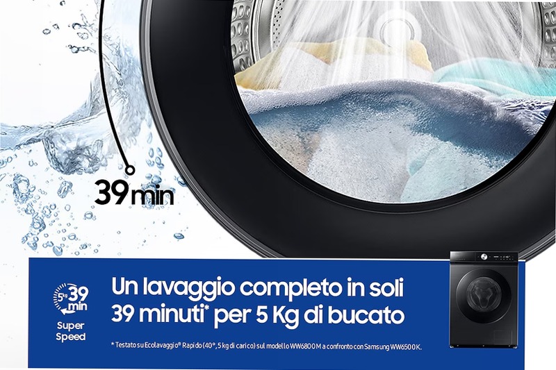 Lavatrice Samsung Bespoke AI™ Quickdrive 9kg Nero