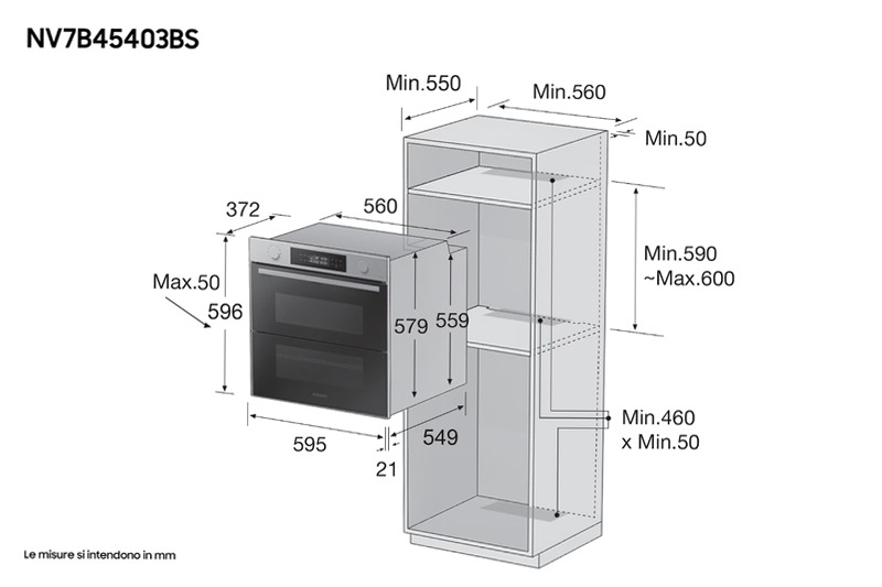 Forno Samsung Dual Cook Flex™ Serie 4 76L NV7B45403BS 76 A Nero