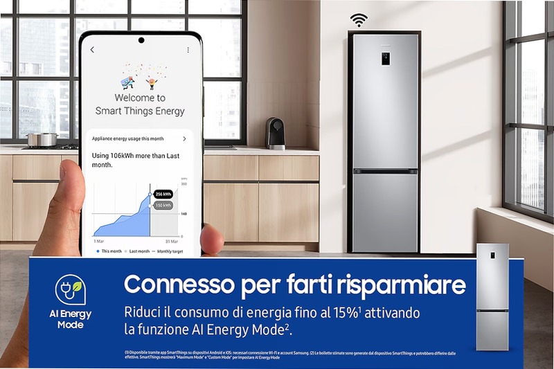 Frigorifero Combinato Samsung EcoFlex AI 2m 390L RB38C674CSA C