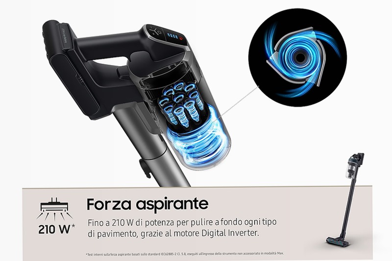 Aspirapolvere senza filo Samsung Jet™ 85 premium 210W 0.8lt Nero 580w