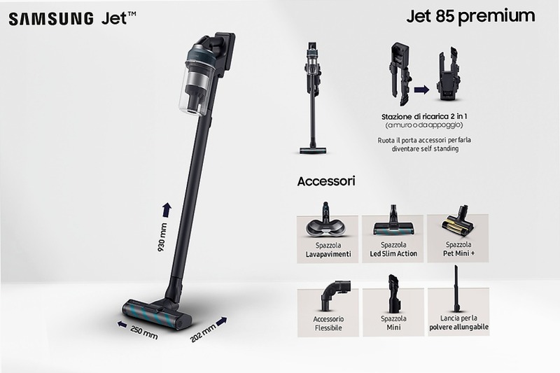 Aspirapolvere senza filo Samsung Jet™ 85 premium 210W 0.8lt Nero 580w