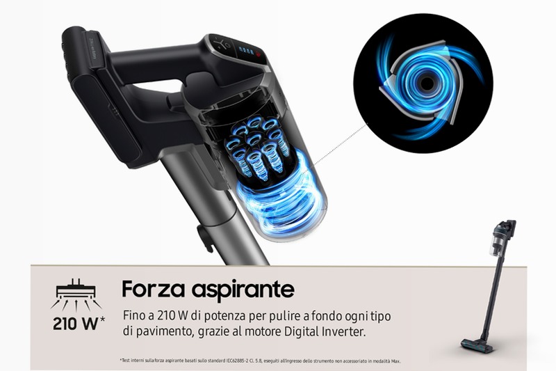Aspirapolvere Samsung Jet™ 85 - Potenza e Pulizia Efficaci 0.8lt A Nero 580w