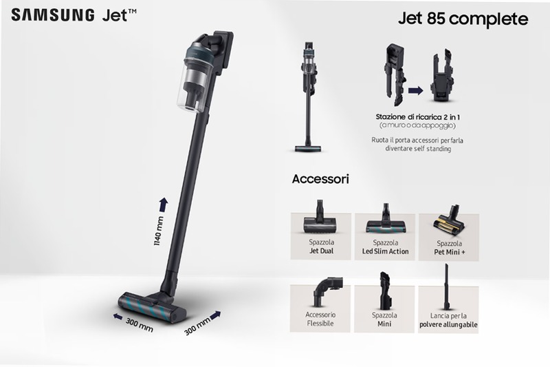 Aspirapolvere Samsung Jet™ 85 VS20C8524TB 0.8lt Nero 580w
