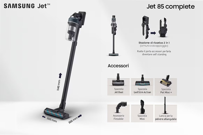Aspirapolvere senza filo Samsung Jet™ 85 complete 210W VS20C8524TB