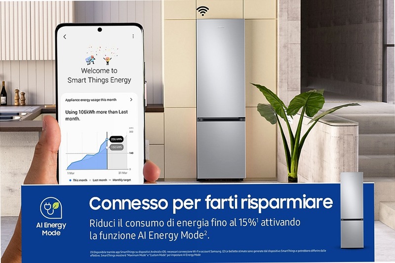 Frigorifero Combinato Samsung EcoFlex AI 2m 390L RB38C606DSA D