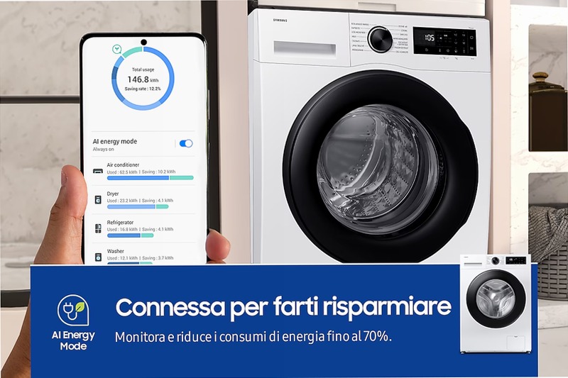 Lavatrice 8 kg A+ AI Ecobubble - Samsung Italia 8kg Bianco