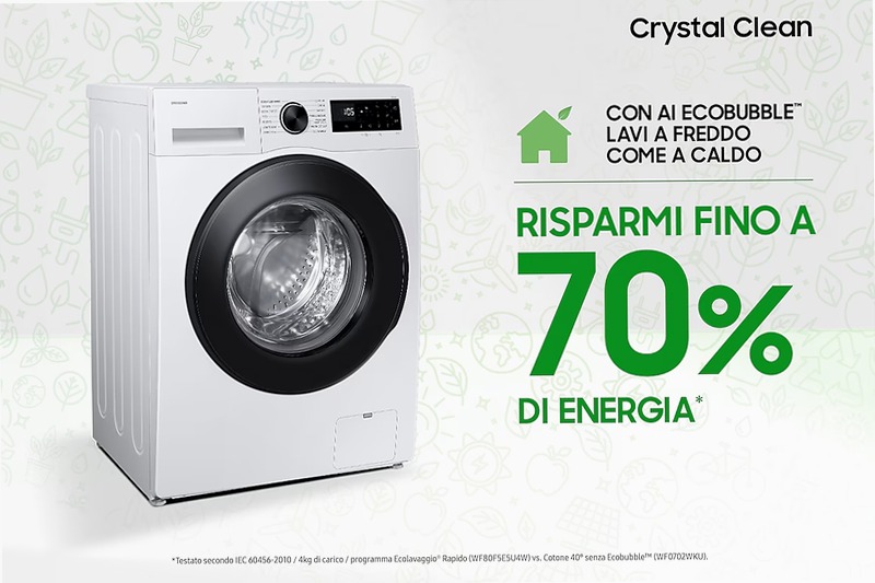 Lavatrice 8 kg A+ AI Ecobubble - Samsung Italia 8kg Bianco