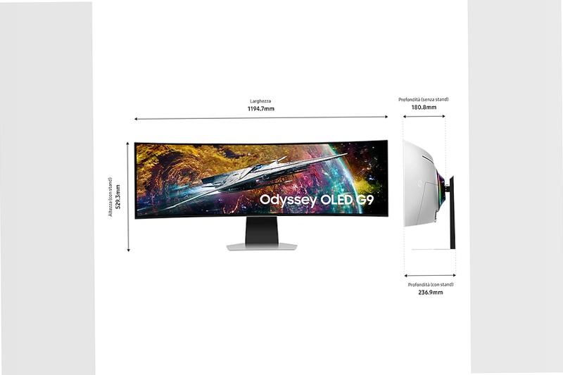 Monitor Gaming Odyssey OLED G9 da 49'' Dual QHD Curvo 5120 x 1440