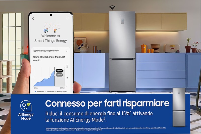 Frigorifero Combinato Samsung EcoFlex AI 344L RB34C775CS9 Inox C