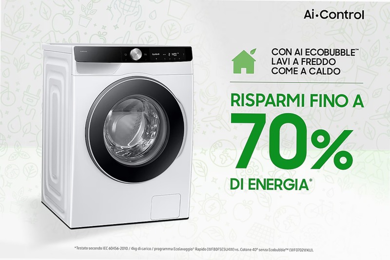 Lavatrice Samsung AI Control 10Kg WW10FG6U34LKU3 Bianco