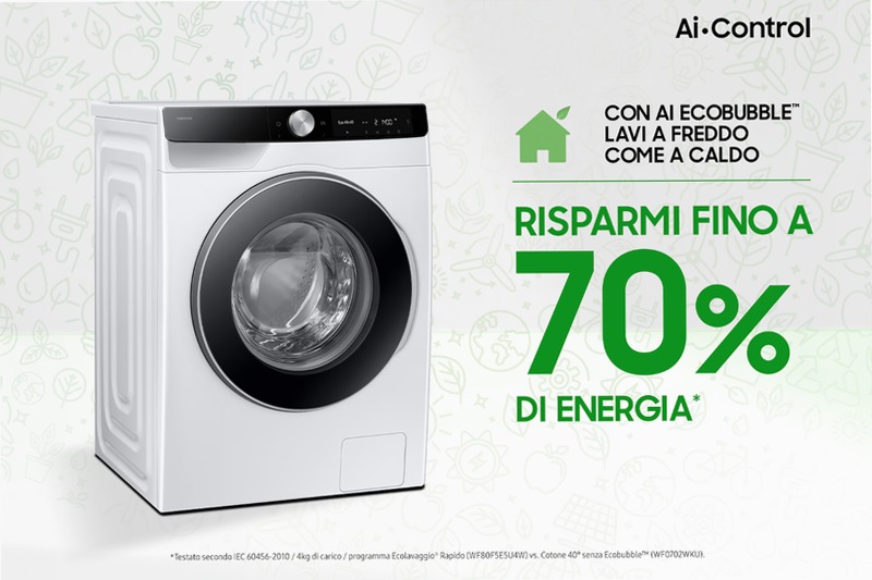 Lavatrice Samsung AI Control 10kg WW10FG6U34LKU3 10kg Bianco