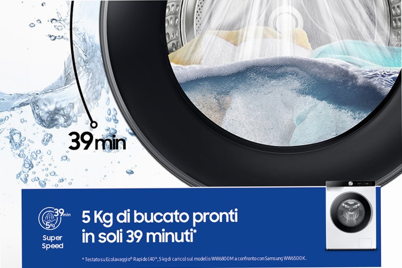 Lavatrice Samsung AI Control 10kg WW10FG6U34LKU3 10kg Bianco