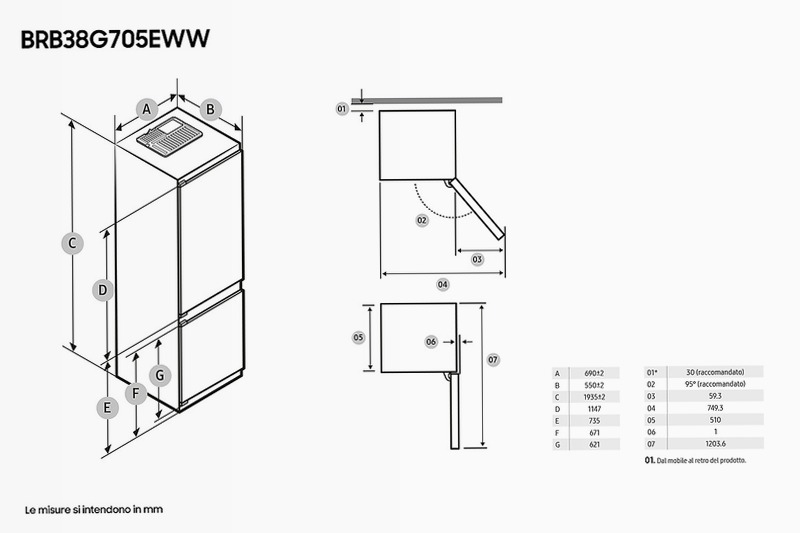 Frigorifero Combinato Samsung F1RST 75 AI Ghiaccio Incasso