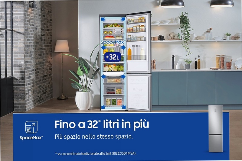 Frigorifero Combinato Samsung EcoFlex AI 2m 390L RB38C776CS9 Inox C