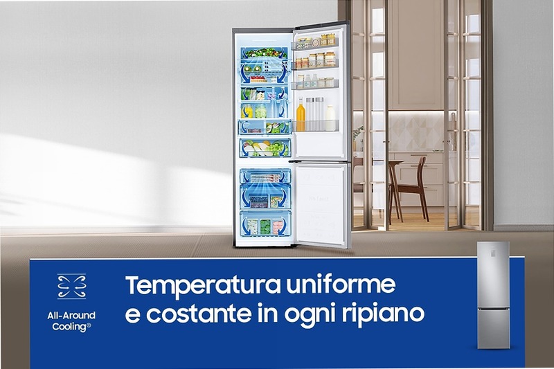 Frigorifero Combinato Samsung EcoFlex AI 2m 390L RB38C776CS9 Inox C