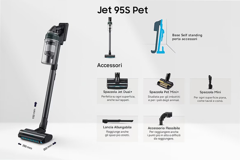 Aspirapolvere senza filo Samsung Jet 95S Pet 280W VS70H28GLT