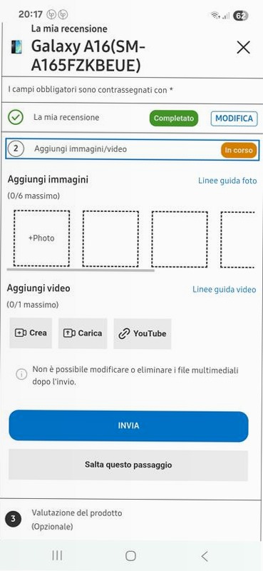Galaxy A16 - Display Super AMOLED & Tripla Fotocamera 6.7" 4GB Nero