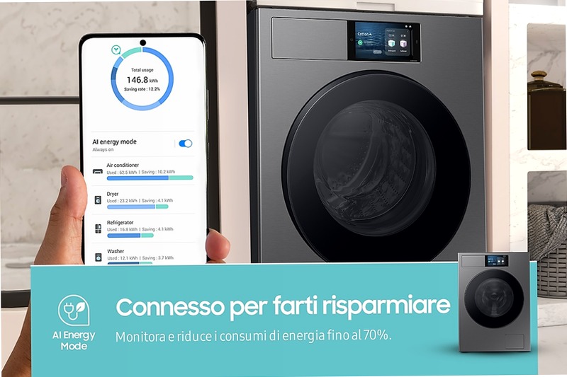 Lavatrice Samsung Bespoke AI Laundry 9Kg Argento