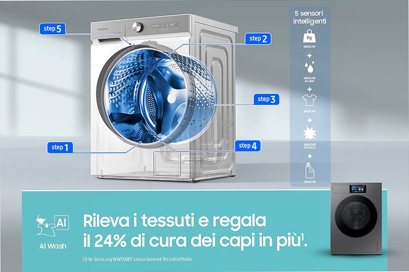 Lavatrice Samsung Bespoke AI Laundry 9Kg Argento