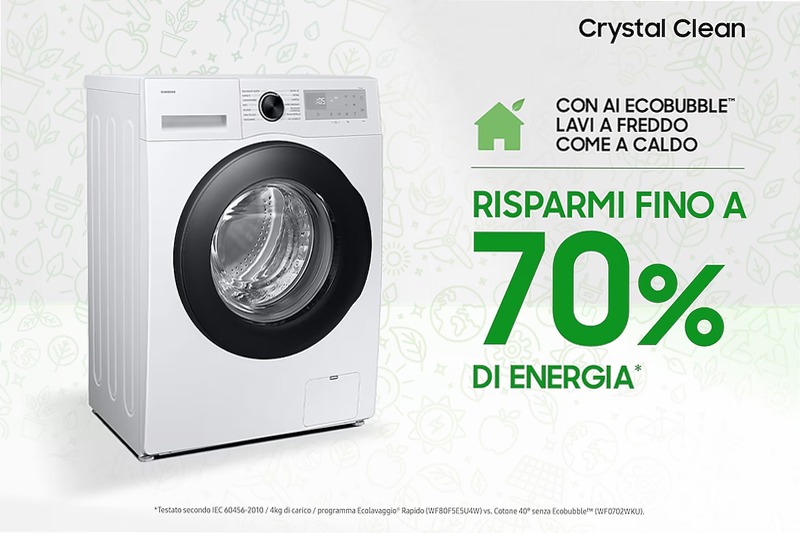 Lavatrice Samsung Crystal Clean Slim 8Kg Bianco