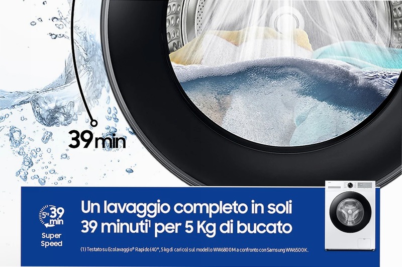 Lavatrice Samsung Crystal Clean Slim 8Kg Bianco