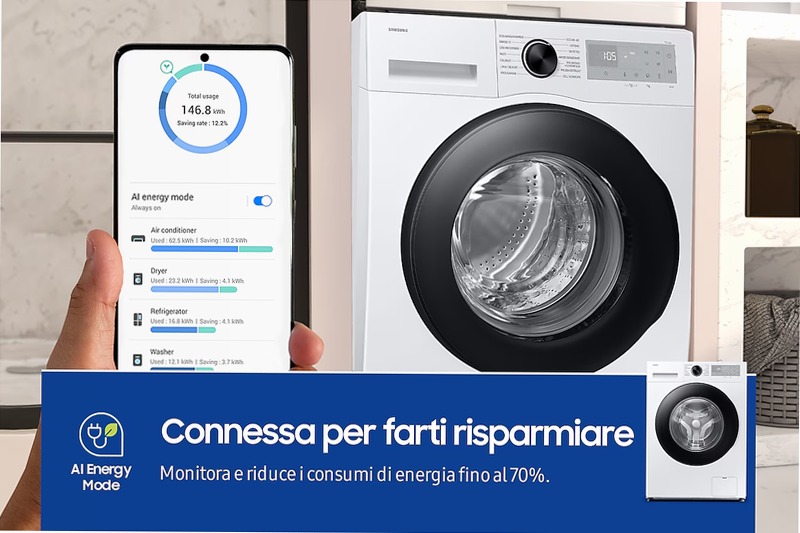 Lavatrice Samsung Crystal Clean Slim 8Kg Bianco