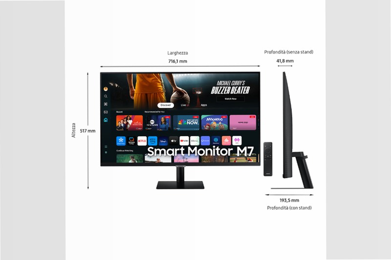Smart Monitor M7 - M70D da 32'' UHD Flat Nero VA