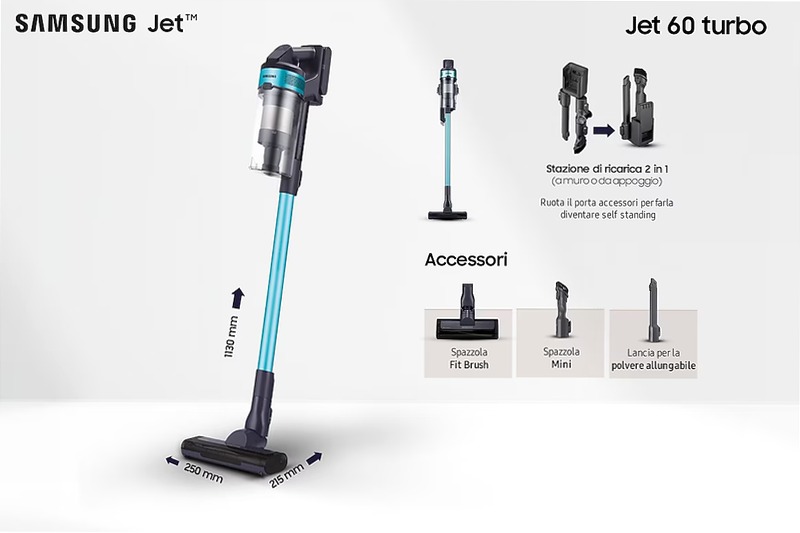 Aspirapolvere senza filo Samsung Jet™ 60 turbo 150W VS15A6031R1