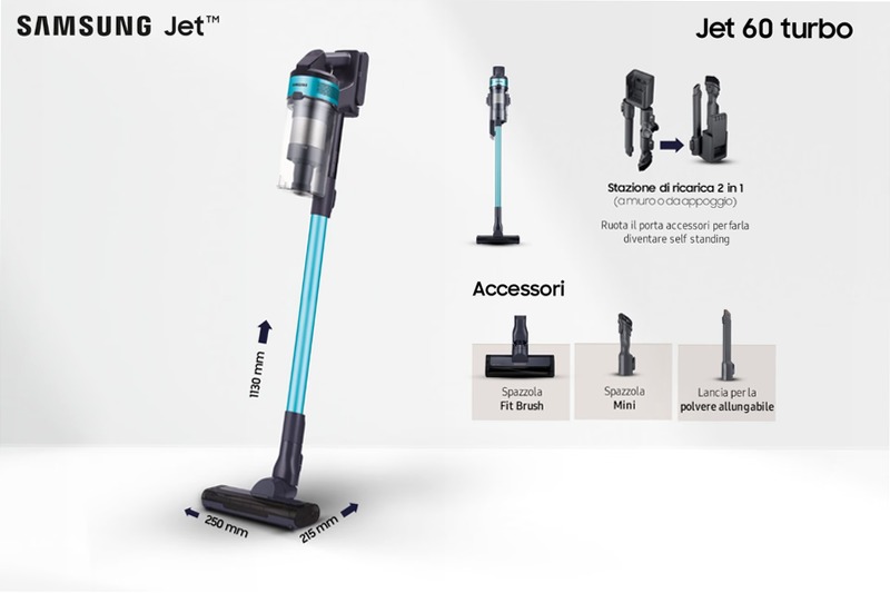 Aspirapolvere Samsung Jet™ 60 Turbo VS15A6031R1 0.8lt A Nero 410w