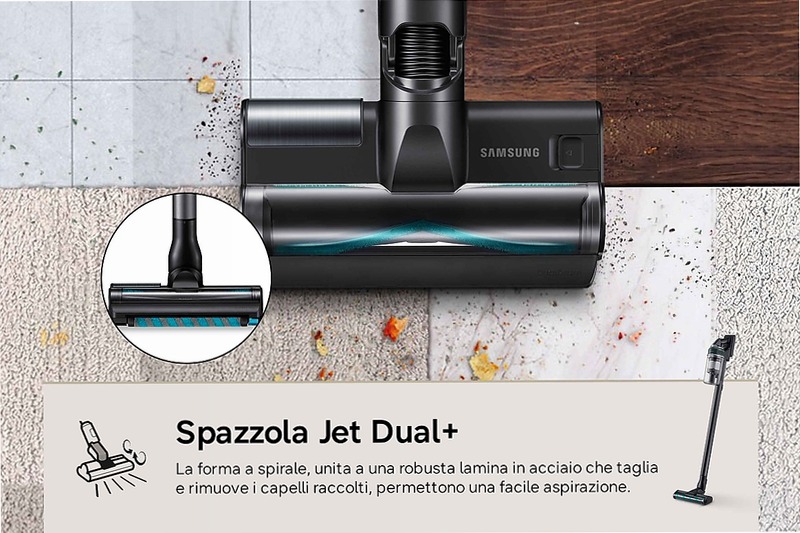 Aspirapolvere senza filo Samsung Jet 85S Complete 250W 60 Min. 2.43kg con spazzola Slim LED Teal Green | Samsung Italia