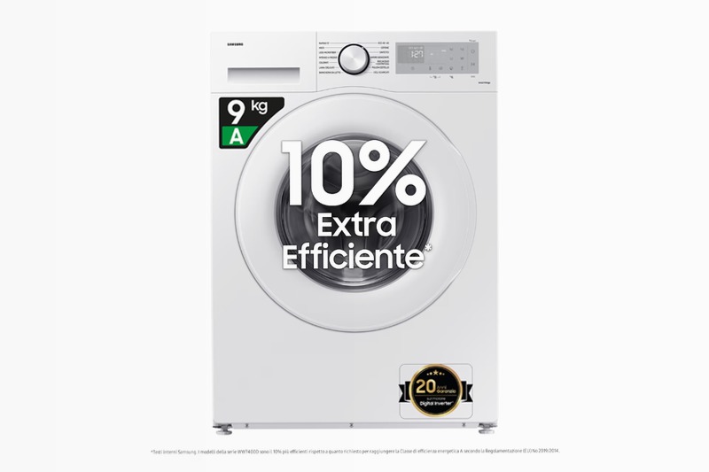 Lavatrice Samsung Crystal Clean 9 kg WW90CGC04DTHET White 1400rpm Bianco