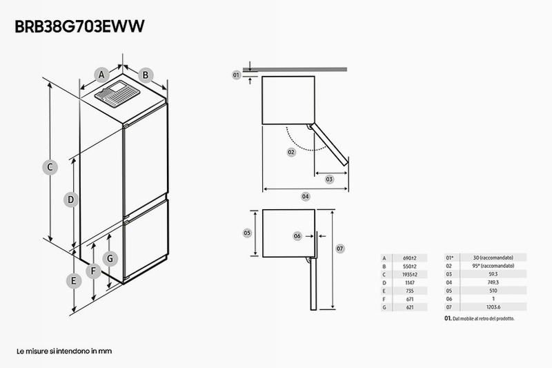 Frigorifero Combinato Samsung F1RST 75 AI Ghiaccio E Incasso