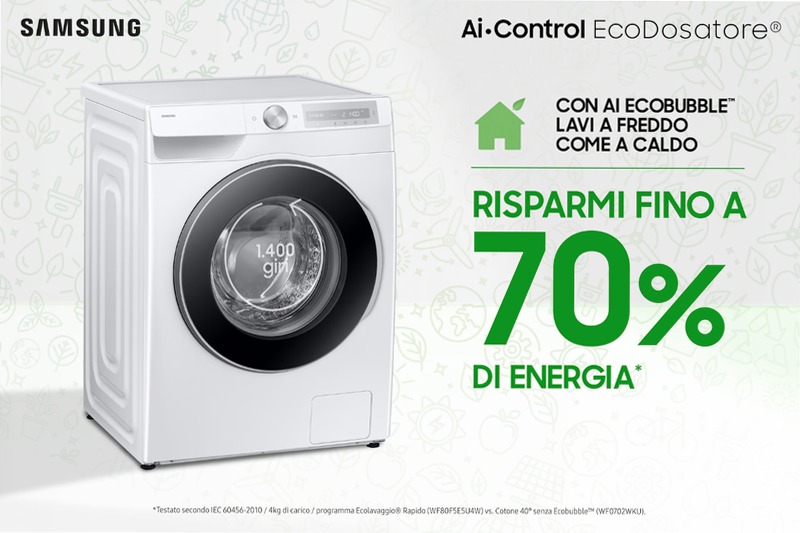 Lavatrice Samsung AI Control Ecodosatore 11Kg WW11DG6B85LHU3 Bianco
