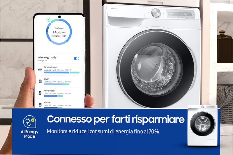 Lavatrice Samsung AI Control Ecodosatore 11Kg WW11DG6B85LHU3 Bianco