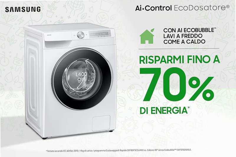 Lavatrice Samsung AI Control Ecodosatore 11Kg Bianco