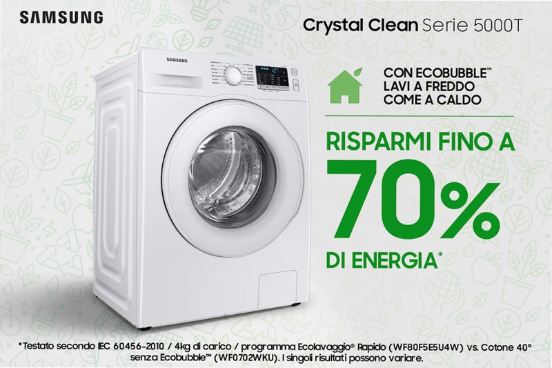 Lavatrice Crystal Clean WW11BGA046TTET - Samsung IT 1400rpm 11kg Bianco
