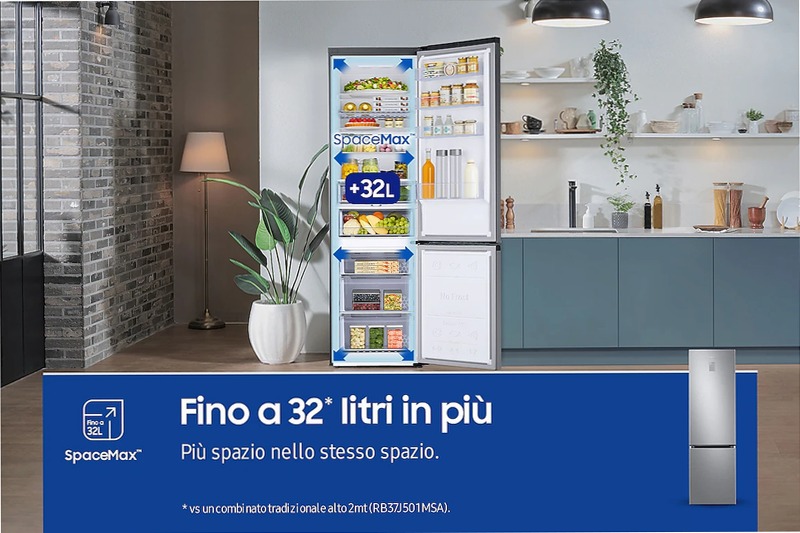 Frigorifero Combinato Samsung EcoFlex AI 2m 390L RB38C675CS9 Inox C
