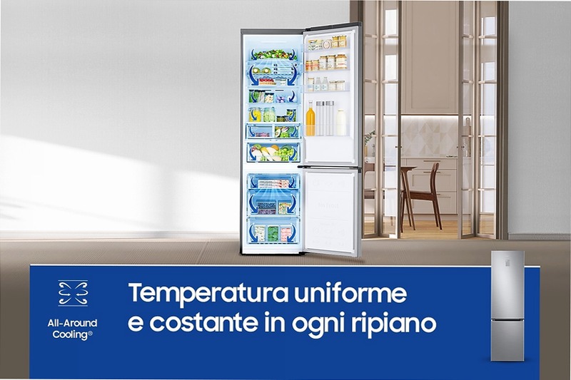 Frigorifero Combinato Samsung EcoFlex AI 2m 390L RB38C675CS9 Inox C