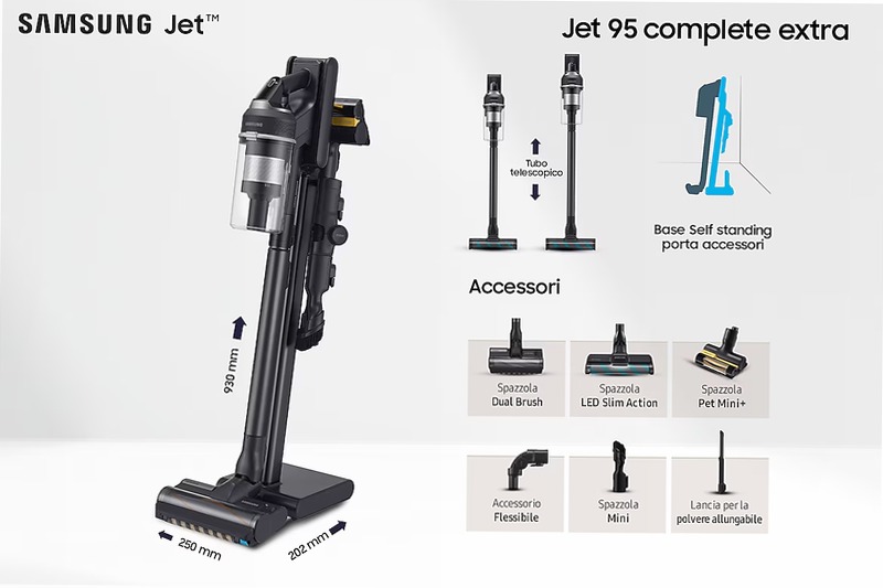Aspirapolvere senza filo Samsung Jet™ 95 complete extra 210W VS20C9554TK