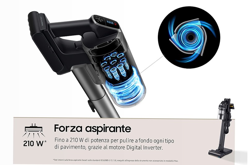 Aspirapolvere senza filo Samsung Jet™ 95 complete extra 210W VS20C9554TK
