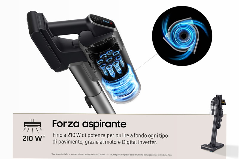 Aspirapolvere Samsung Jet™ 95 complete extra 210W 0.8lt Nero 580w